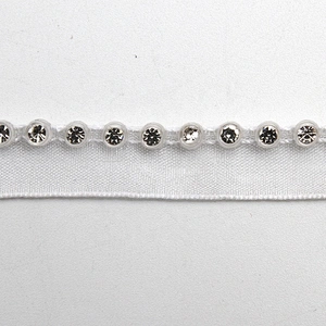 Wholesale Chain lace trim rhinestone 1.2 cm Sew-On lace trim Polyester net mesh Lace trimmings wedding for clothes  Accessories