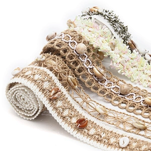Shell shape Wholesale Personalized Multi lace trim pearl Embroidery Ribbon Cotton Ribbon trims and garment accessories