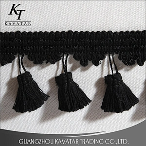 Kavatar Fashion Easy To Match Black Tassel Fringe For Garment Accessories