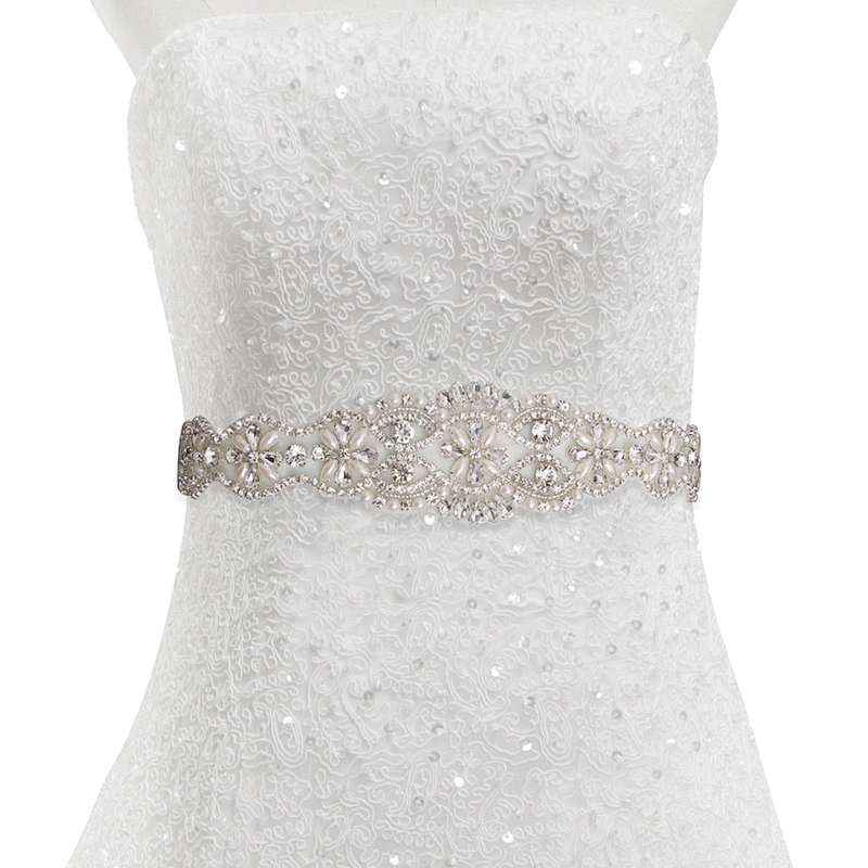 wholesale bling rhinestone trim Sew on Hot-fix bodice applique white wedding dress Crystal belt for Bridal Dress  Accessories