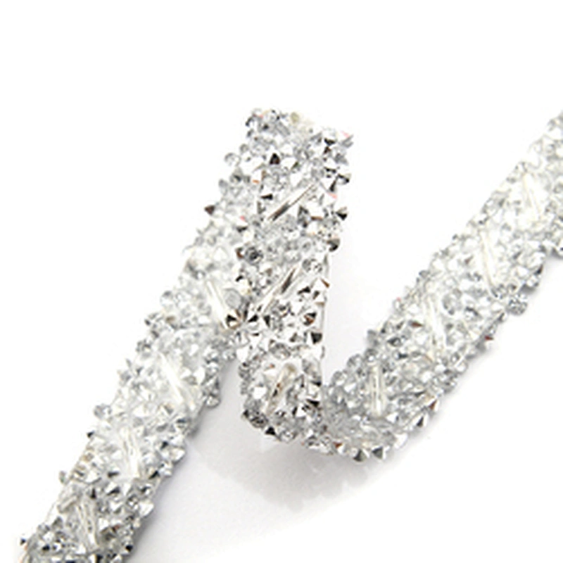 wholesale hot fix tape with rhinestone hot fix trimming chain glitter trim for DIY garment dresses Accessories