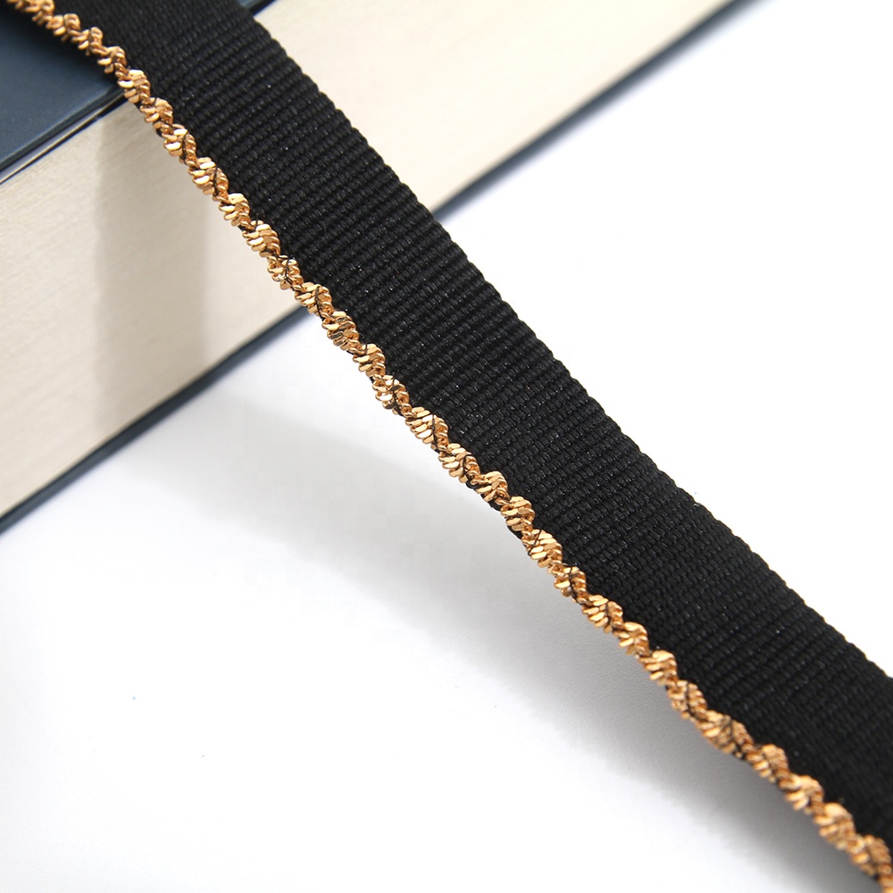 Wholesale Chain lace trim sequins 1.2 cm Sew-On lace trim Polyester Lace trimmings for clothes  Accessories  Cotton