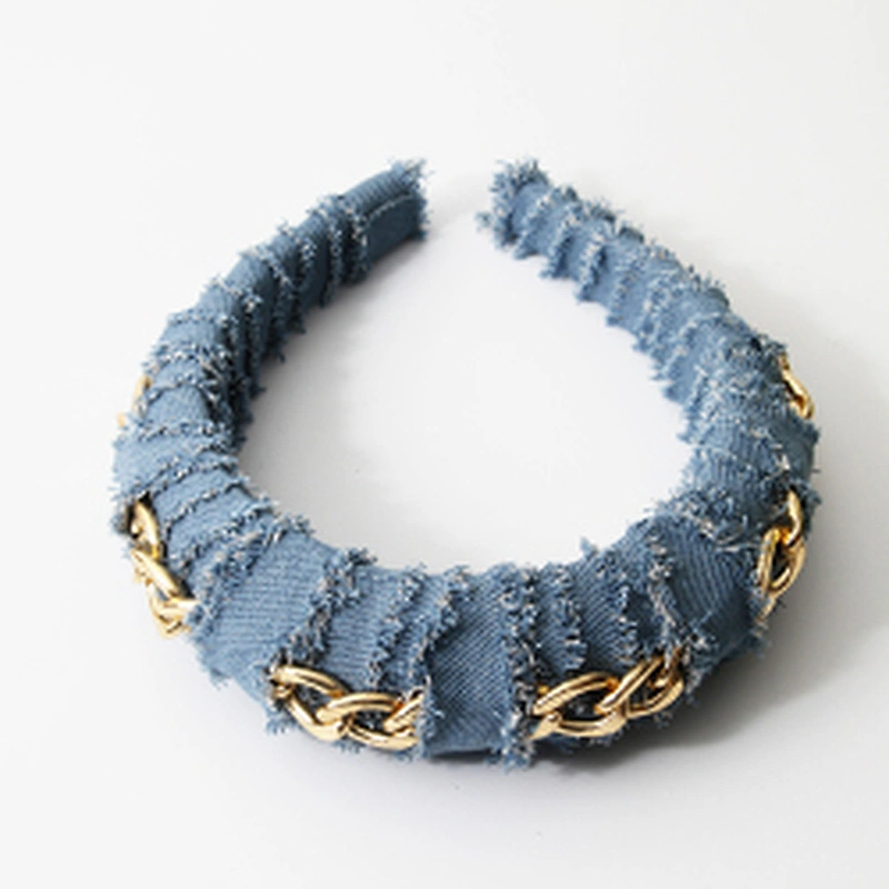 Ball wide edge cloth art high-grade light luxury lightweight design fashion style hair band headbands jean headband