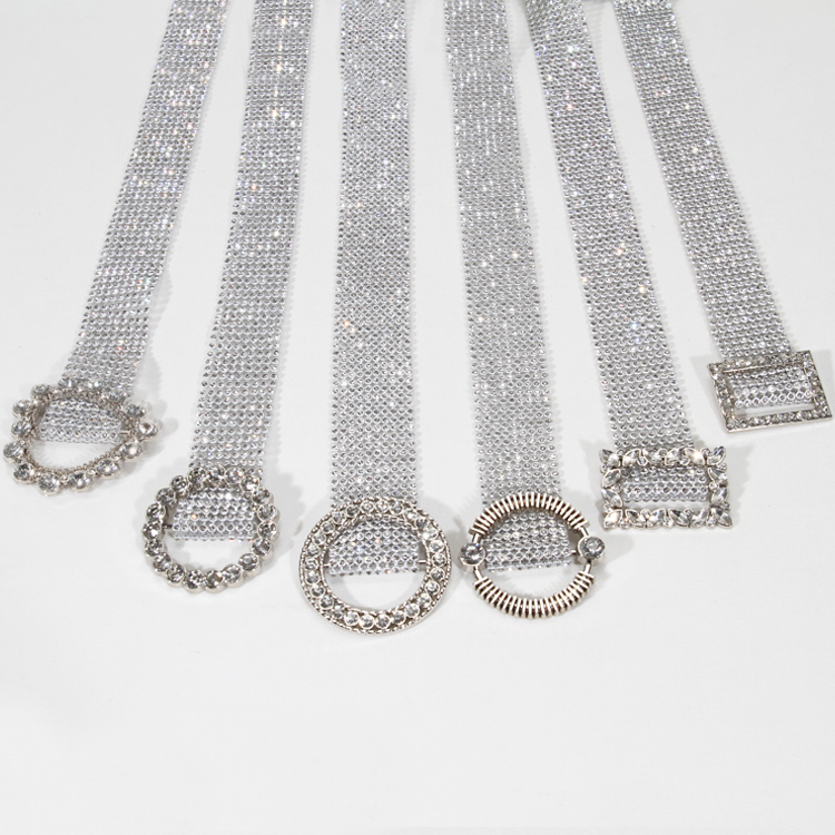Trendy Heart Shape Buckle Crystal Rhinestone Waistband for Fashion Garments