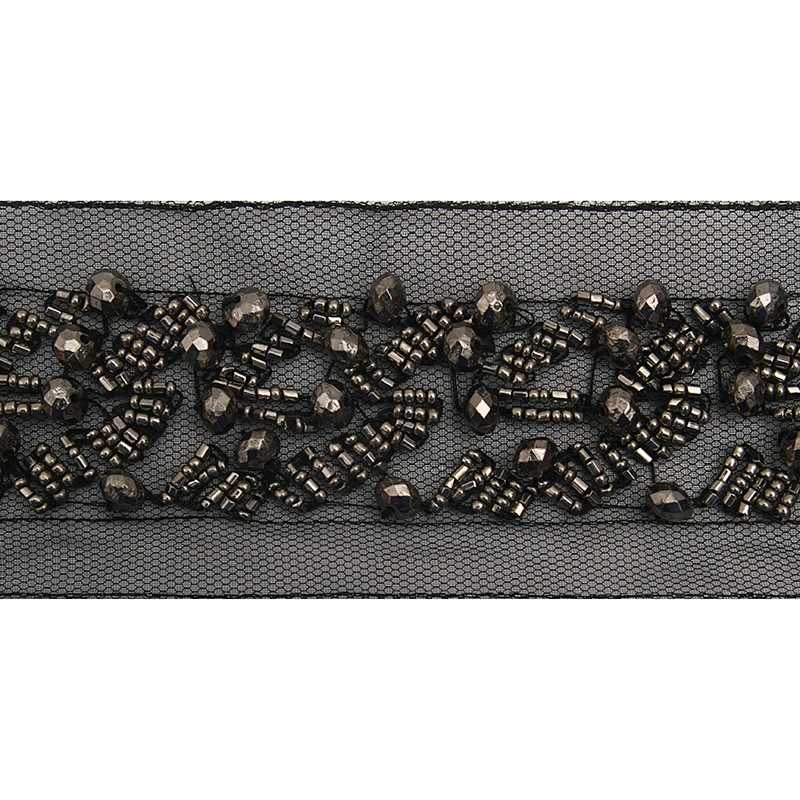 kavatar  wholesale new Handmade Bead lace Embroidered Tulle Trim wedding with Accessories Beads Crystals & Rhinestones