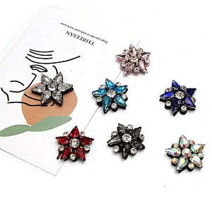 Christmas Cherry Flower Decorative Sew on Rhinestone Beaded Patches Wholesale patches for clothing