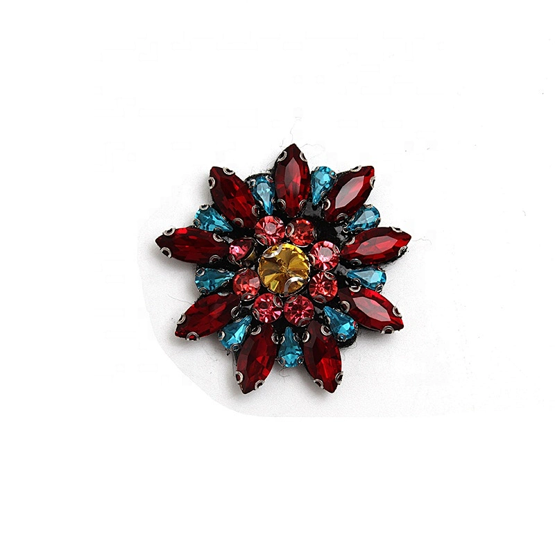 Christmas Cherry Flower Decorative Sew on Rhinestone Beaded Patches Wholesale patches for clothing