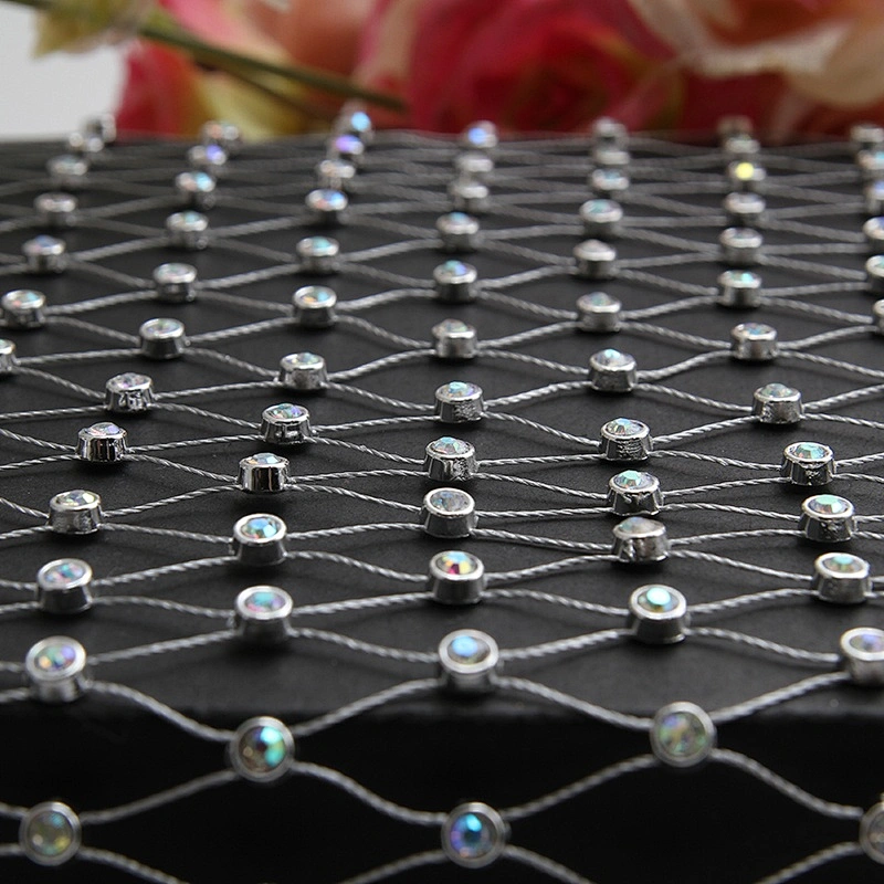 wholesale diamond dress design mesh rhinestone ribbon Fabric