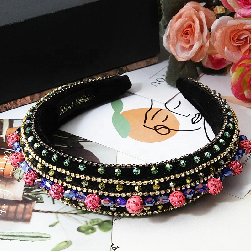 CUSTOMIZED HEADBAND direct sale of colorful beads for brides, hand-stitched acrylic beads, with the latest bling Polka dot