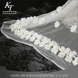 Kavatar Lace Organza Fabric White Flower Embroidery African lace fabric