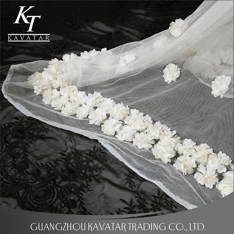 Kavatar Lace Organza Fabric White Flower Embroidery African lace fabric