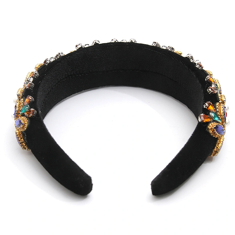 wholesale Hair Decoration Velour Crystal And Rhinestone Cup chain Decorated hair accessories Hairbands WOMEN HEADBAND