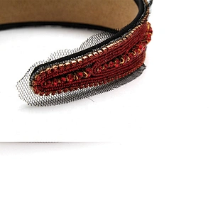 Multi Color Lux Velour Crystal And Rhinestone Cup chain Decorated women Headbands Adult headband
