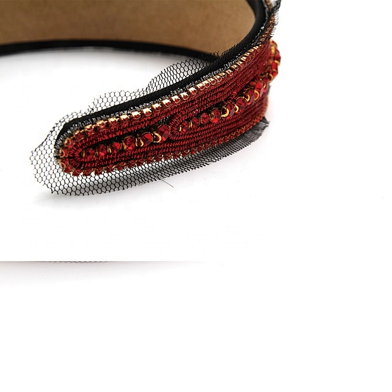 Multi Color Lux Velour Crystal And Rhinestone Cup chain Decorated women Headbands Adult headband