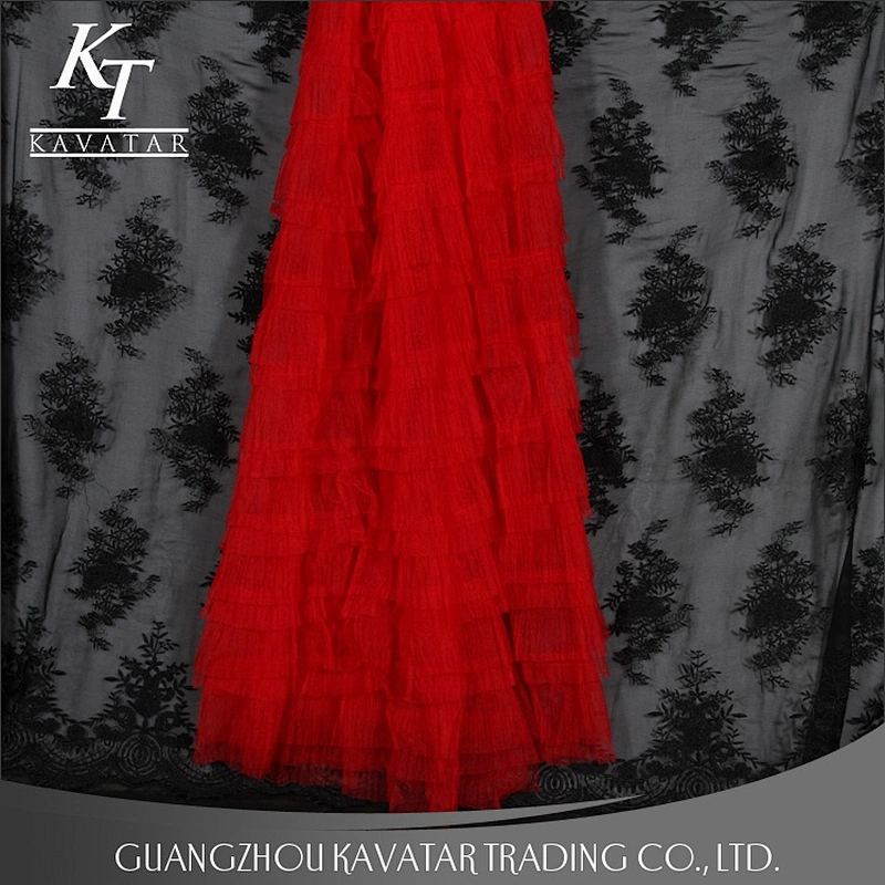New Arrival Red Layered Ruffled Lace Trimming