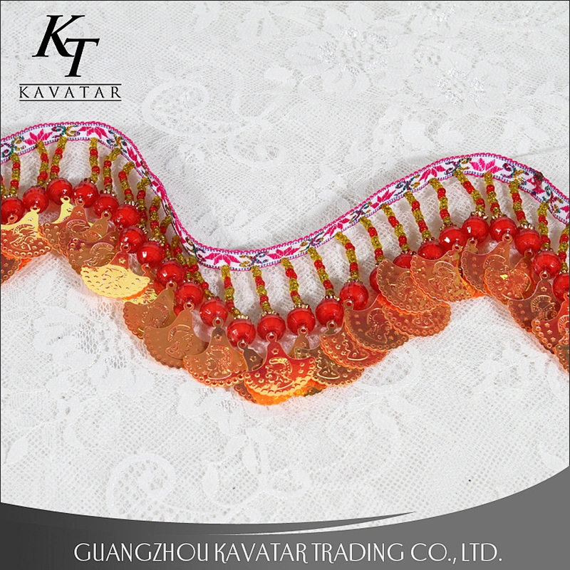 China Style Decorative Trim Multi color Plastic Beaded Fringes Trim Indian Home Decor Curtain Crafting