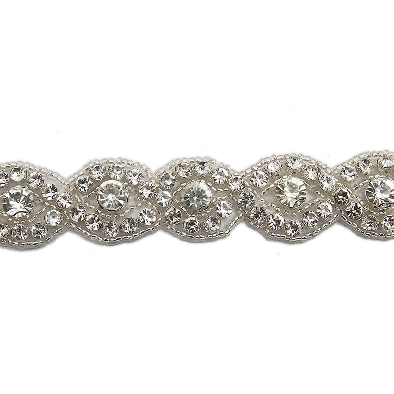 wholesale bling rhinestone trim Accessories  Sew on Hot-fix bodice applique white wedding dress Crystal belt for Bridal Dress