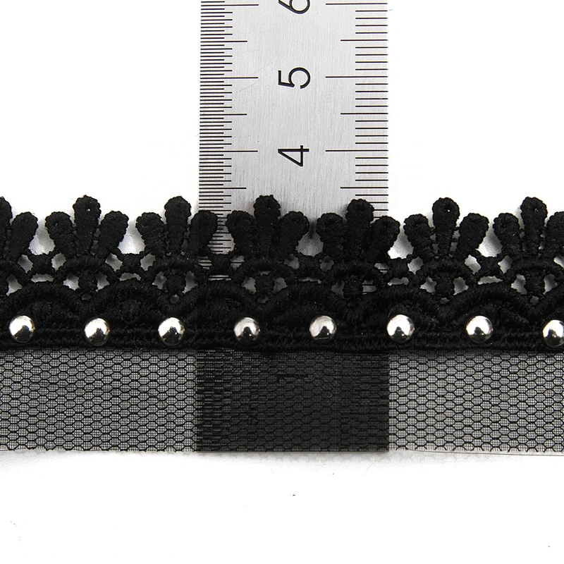 Wholesale 3.4cm Size Studs trim ribbon diy handmade costume dress sewing bead lace trim Design Rivets Trims