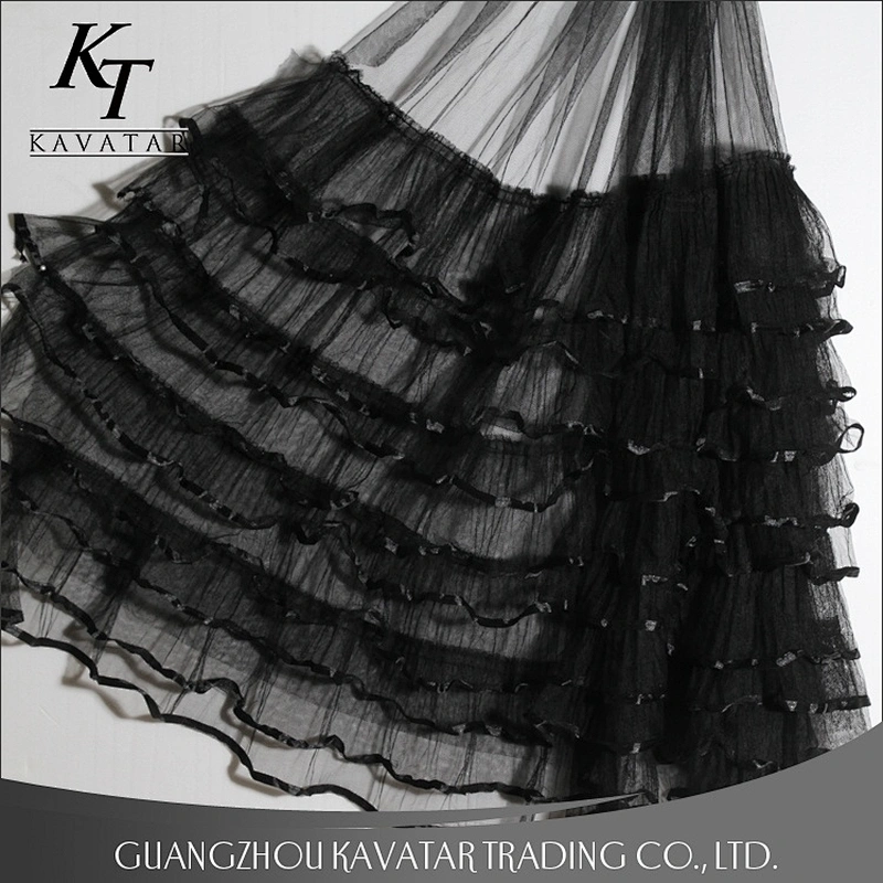 Multiple Layers Black Mesh Fabric For Dress