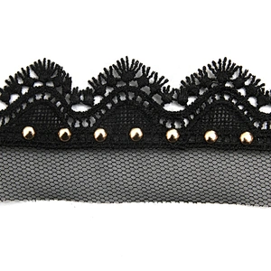 Wholesale 3.5cm Size Studs trim ribbon diy handmade costume dress sewing bead lace trim Design Rivets Trims