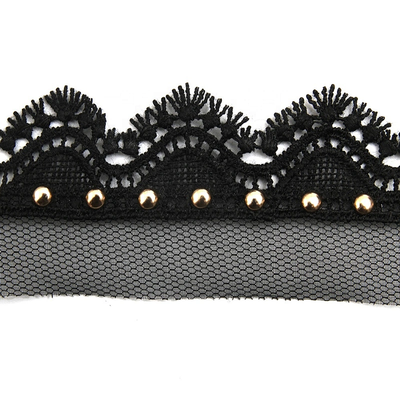 Wholesale 3.5cm Size Studs trim ribbon diy handmade costume dress sewing bead lace trim Design Rivets Trims