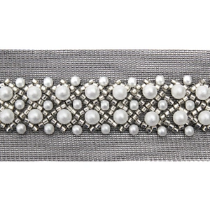 Wholesale Embroidery beaded lace trim 4.5 cm Mesh fabric lace trims beautiful Accessories for dress 3D wedding Designer