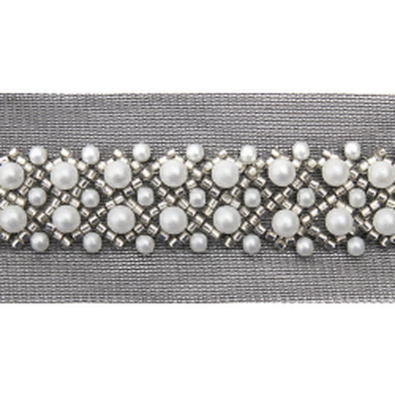 Wholesale Embroidery beaded lace trim 4.5 cm Mesh fabric lace trims beautiful Accessories for dress 3D wedding Designer