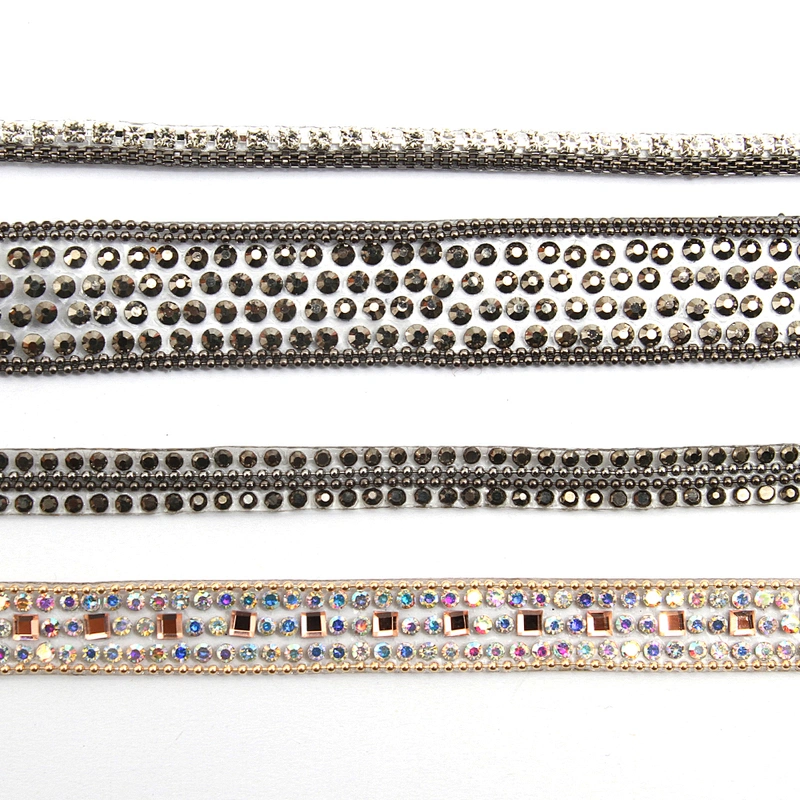 wholesale hot fix tape with rhinestone hot fix trimming chain glitter trim for DIY garment dresses Accessories