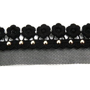 Wholesale 3.3cm Size Studs trim ribbon diy handmade costume dress sewing bead lace trim Design Rivets Trims