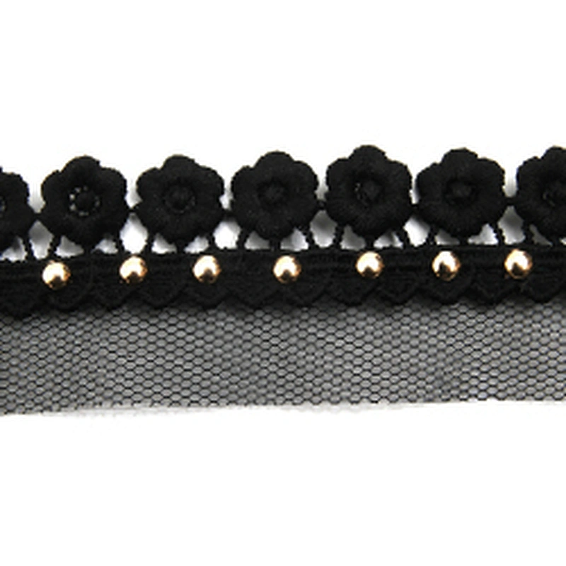 Wholesale 3.3cm Size Studs trim ribbon diy handmade costume dress sewing bead lace trim Design Rivets Trims