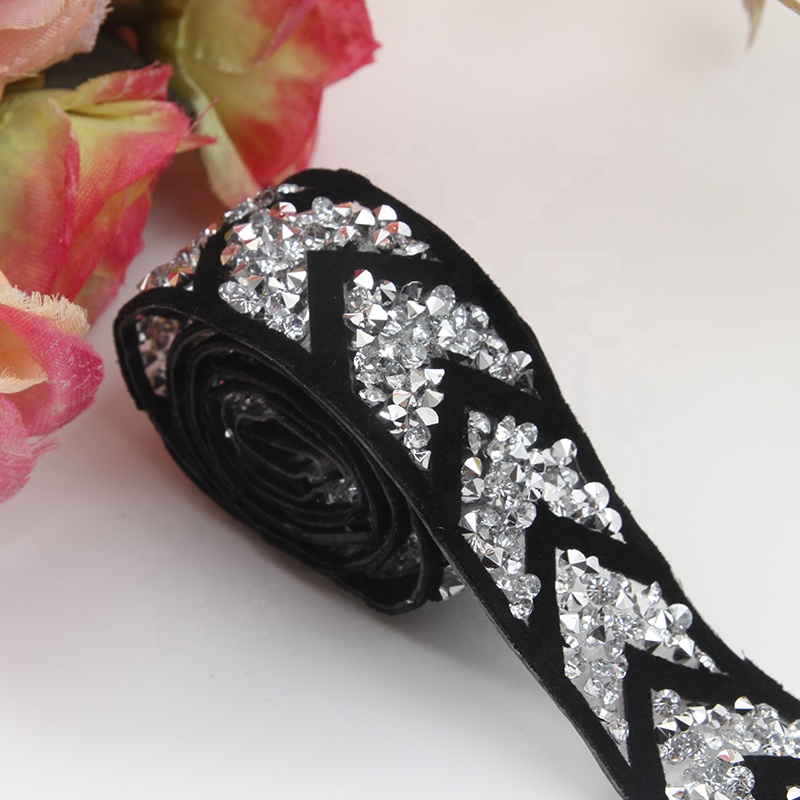 High quality decorate Hotfix crystal rhinestone trims