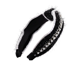 wholesale custom black and white hair accessories fashion headband girl party bead hairband headband manufacturer
