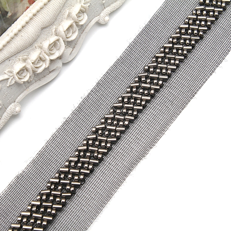wholesale Embroidery beaded lace trim 3.9 cm Mesh fabric lace trims beautiful Accessories for dress 3D wedding Designer