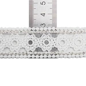 Wholesale Chain lace trim rhinestone 2.8 cm Sew-On lace trim Polyester net mesh Lace trimmings wedding for clothes  Accessories