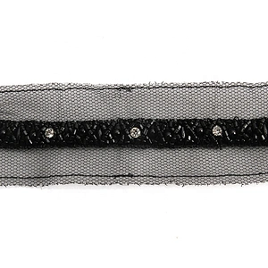 Wholesale black color glass crystal rhinestone lace embroidery beaded chain lace trimming