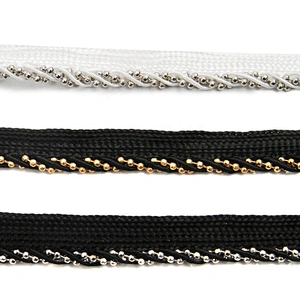 Wholesale Chain lace trim beaded 0.8 cm Sew-On lace trim Ribbons Lace trimmings for clothes  Accessories Polyester  Cotton