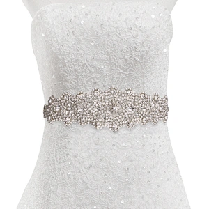 wholesale bling rhinestone trim Sew on Hot-fix bodice applique white wedding dress Crystal belt for Bridal Dress  Accessories