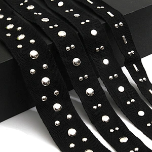 Wholesale 1.6-1.8cm Size Studs trim ribbon diy handmade costume dress sewing bead lace trim Design Rivets Trims