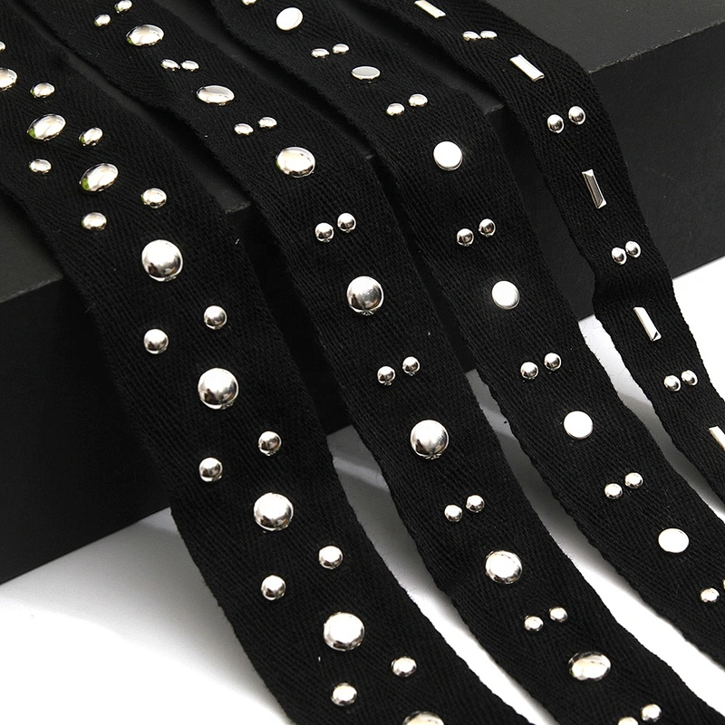 Wholesale 1.6-1.8cm Size Studs trim ribbon diy handmade costume dress sewing bead lace trim Design Rivets Trims