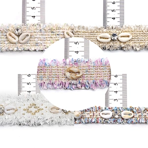 Shell shape Wholesale Personalized Multi lace trim pearl Embroidery Ribbon Cotton Ribbon trims and garment accessories