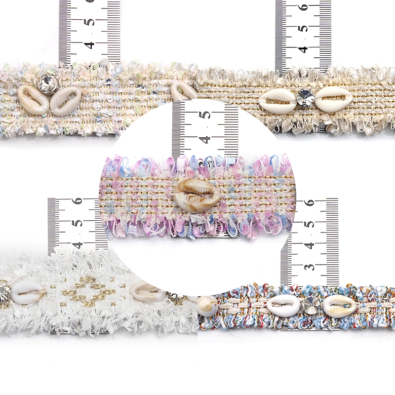 Shell shape Wholesale Personalized Multi lace trim pearl Embroidery Ribbon Cotton Ribbon trims and garment accessories