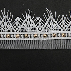 Wholesale 4.5cm Size Studs trim ribbon diy handmade costume dress sewing bead lace trim Design Rivets Trims