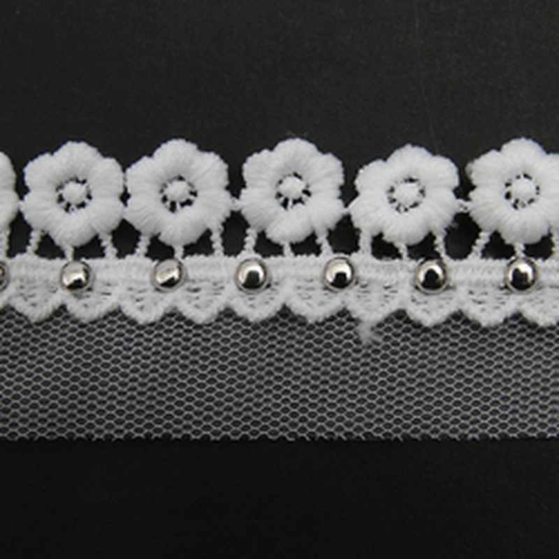 Wholesale 3.3cm Size Studs trim ribbon diy handmade costume dress sewing bead lace trim Design Rivets Trims