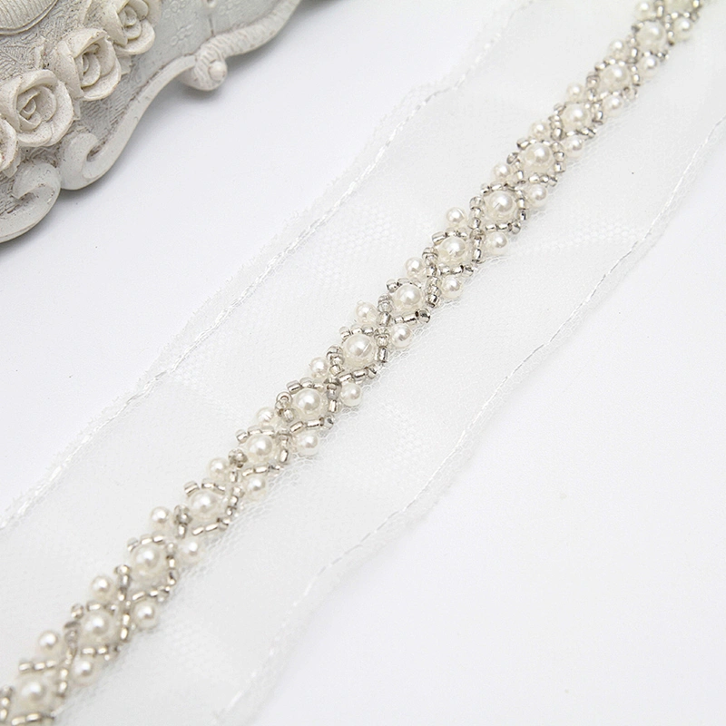 kavatar  wholesale new Handmade Bead lace Embroidered Tulle Trim wedding with Accessories Beads Crystals & Rhinestones