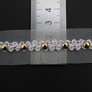 Wholesale 2.5cm Size Studs trim ribbon diy handmade costume dress sewing bead lace trim Design Rivets Sequins Trims