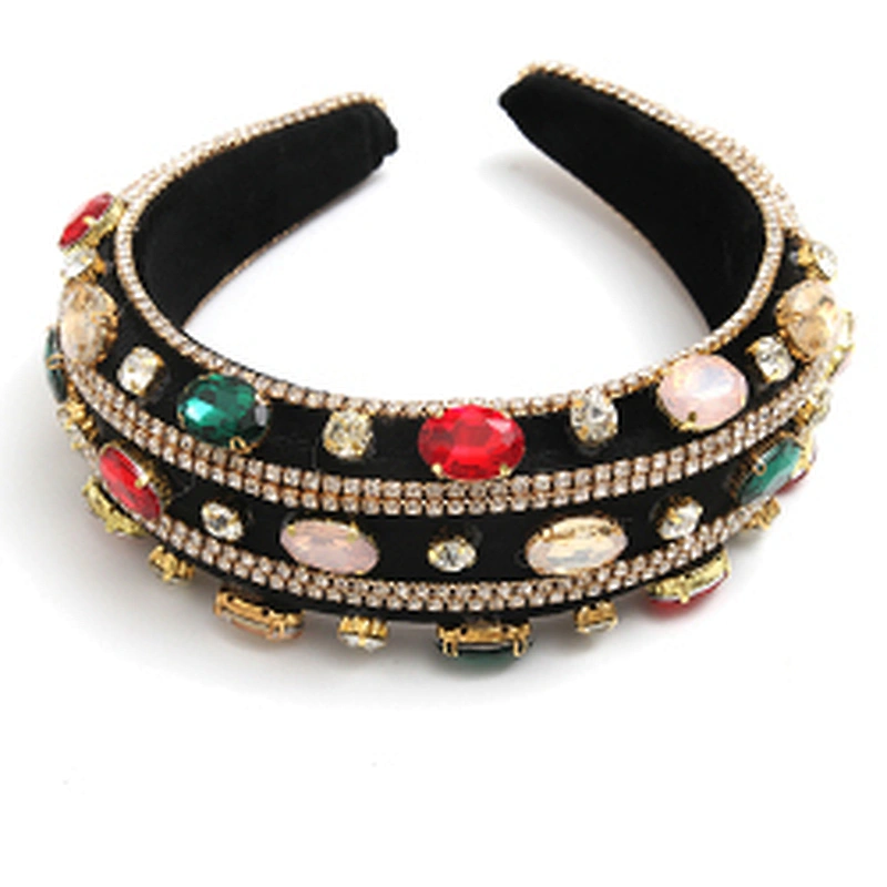 European and American cross-border rhinestone hair band sponge flannel creative fluffy fashion girl hair band hair band luxury