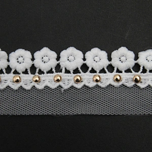 Wholesale 3.3cm Size Studs trim ribbon diy handmade costume dress sewing bead lace trim Design Rivets Trims