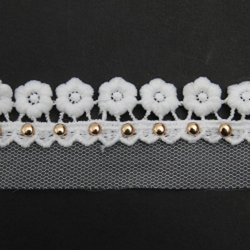 Wholesale 3.3cm Size Studs trim ribbon diy handmade costume dress sewing bead lace trim Design Rivets Trims