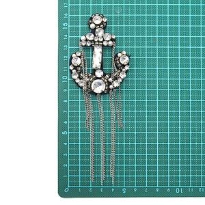 wholesale  designer badges cloth stickers Sew on for clothing accessories decoration 3D patch  rhinestone Metal Chain Tassel