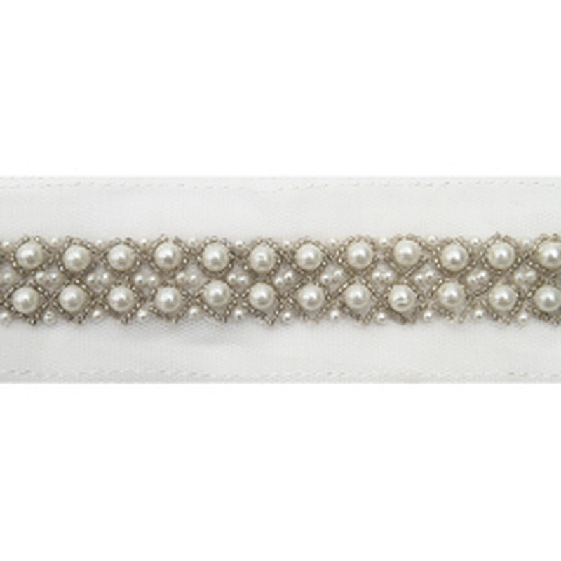 kavatar  wholesale new Handmade Bead lace Embroidered Tulle Trim wedding with Accessories Beads Crystals & Rhinestones